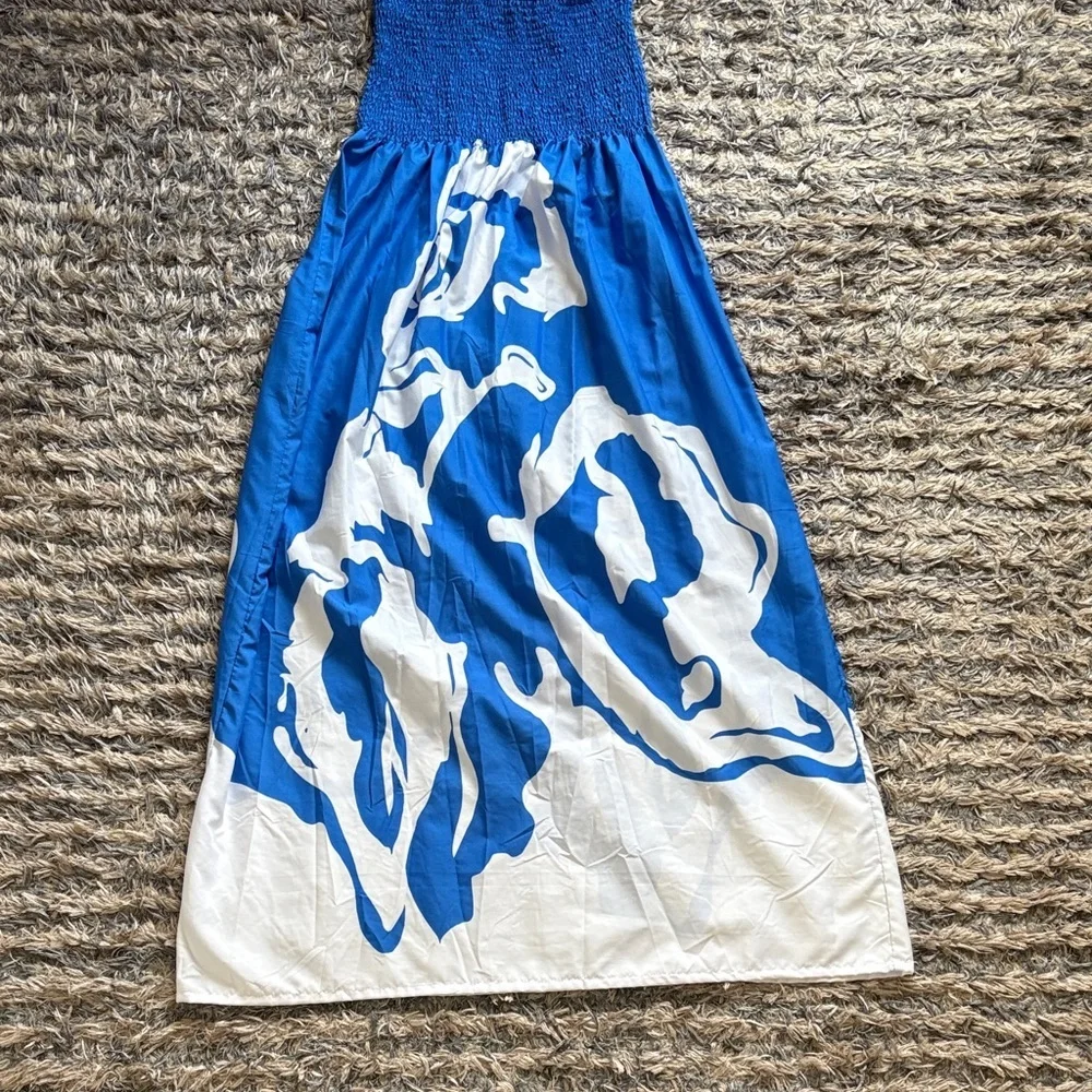 Gypsie Blu Brand Blue and White Floral Pattern Maxi Dress Size M - Picture 3 of 5